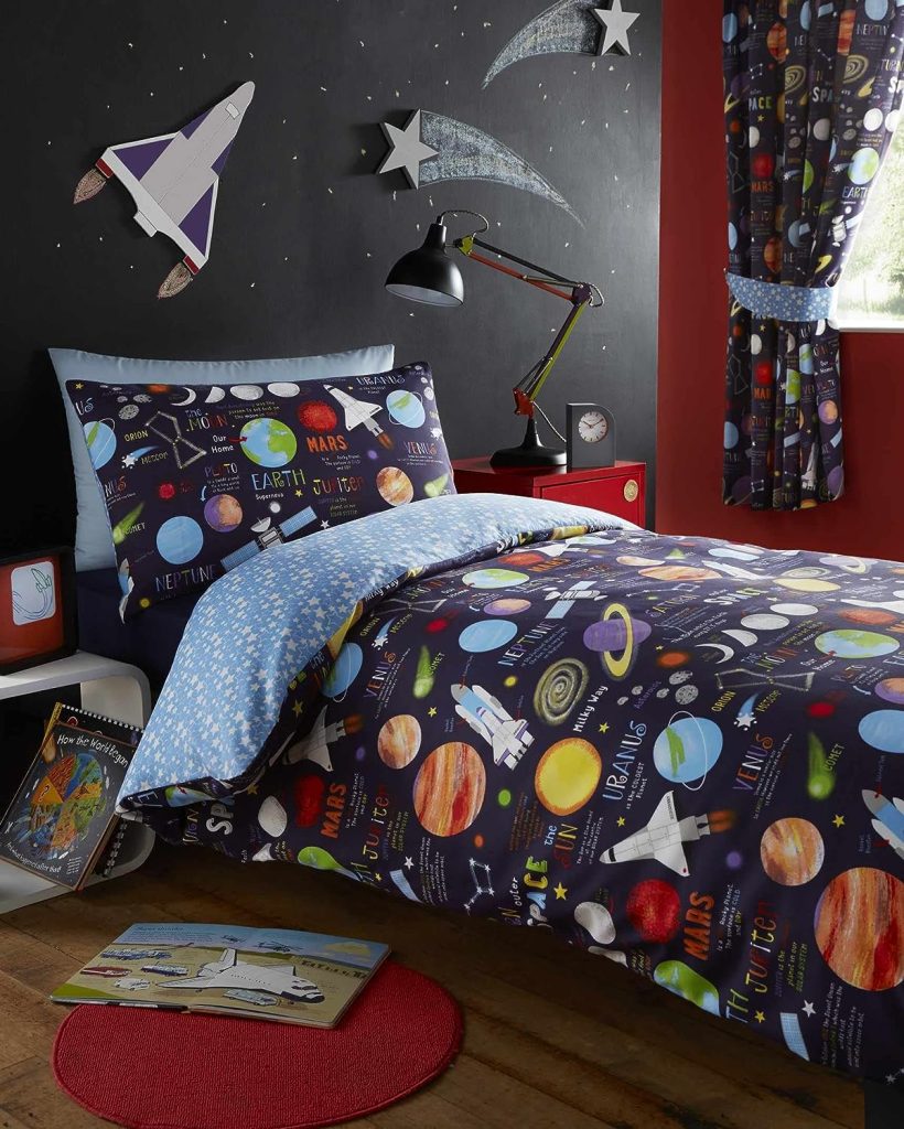 Space themed bedding for children's rooms