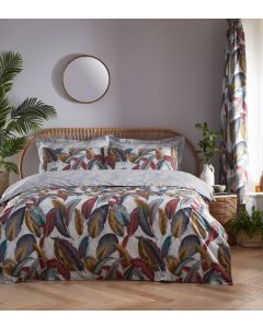 Antique Leaf Duvet Cover Set - Red