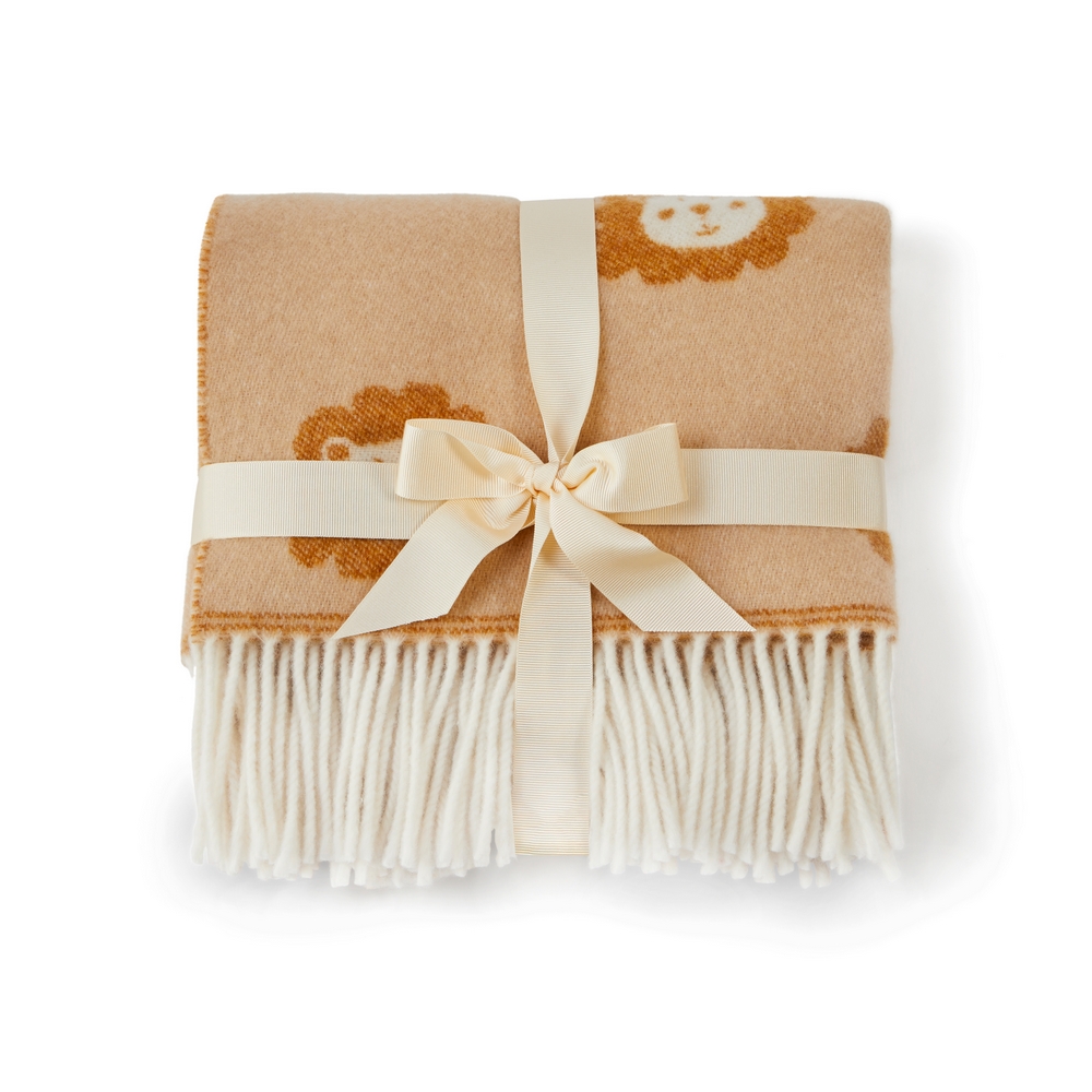 tweedmill merino wool baby blanket with lions