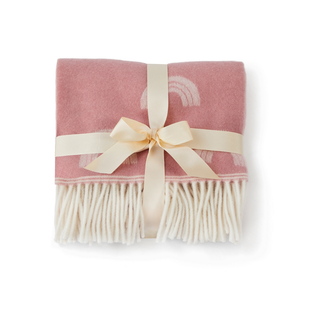 tweedmill merino wool baby blanket with rainbows