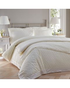 Luxury Percale Embroidered Bedspread Set - Balmoral - Cream