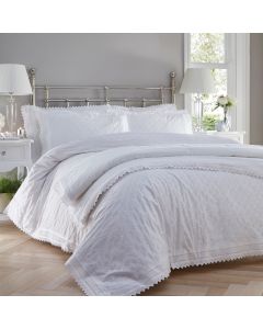 Luxury Percale Embroidered Bedspread Set - Balmoral - White