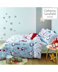 Catherine Lansfield Brushed Christmas Gnomes Duvet Cover Set
