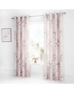 Catherine Lansfield Canterbury Eyelet Curtains - Blush - 66x72"