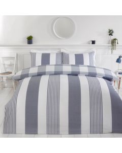 Chambray Stripe Duvet Cover Set - Denim
