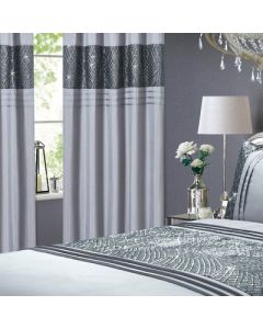 Charleston Sequin Eyelet Curtains - Grey - 66x72"