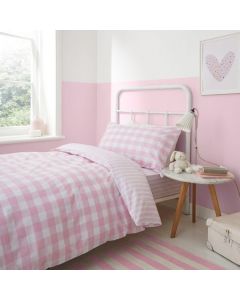 Bianca Check And Stripe Duvet Cover Set - Pink