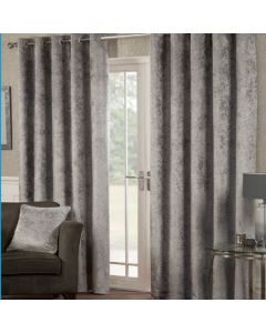 Crushed Velvet Eyelet Curtains - Silver