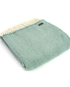 All Wool Fishbone Throw - Sea Green - 150x183cm