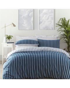 Harvard Stripe Duvet Cover Set - Navy