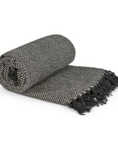 Herringbone Throw Cotton - Black