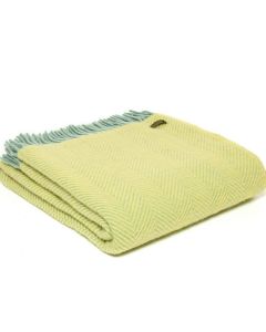 All Wool Herringbone Throw - Lemon/Ocean - 150x183cm