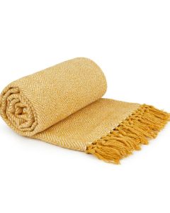 Herringbone Throw Cotton - Ochre