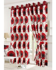Isla Eyelet Red Curtains