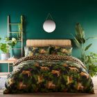 jungle cats duvet cover set with leopard print