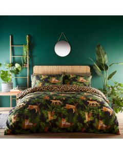 jungle cats duvet cover set with leopard print