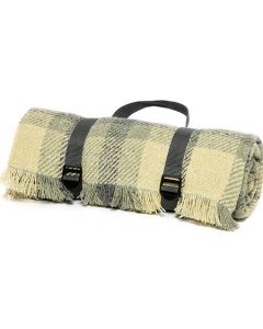 Keith Check Picnic Rug Roll - Duck Egg Charcoal - 120x150cm