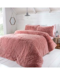 Luxury Fur Duvet Cover Set - Blush