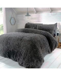 Luxury Fur Duvet Cover Set - Charcoal