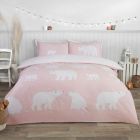 Polar Bear Brushed Cotton Duvet Cover Set - Blush Pink