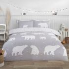 Polar Bear Brushed Cotton Duvet Cover Set - Grey