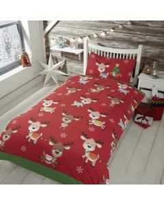 Rudolph and Friends Duvet Cover Set - Red