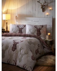 Tartan Stag Duvet Cover Sets - Natural
