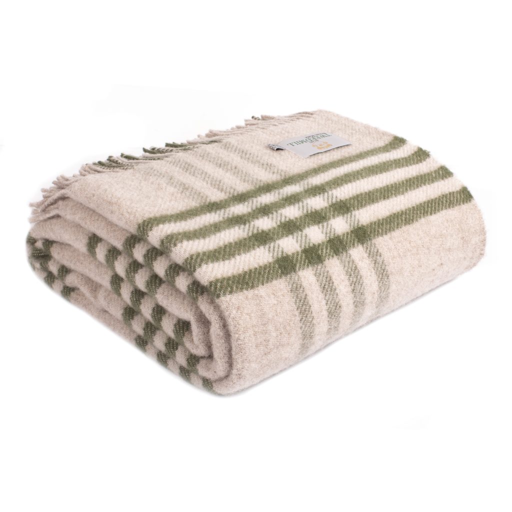 hex check olive wool blanket for beds