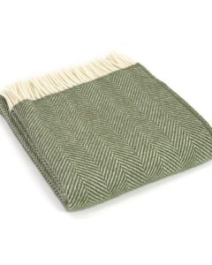All Wool Fishbone Throw - Olive - 150x183cm