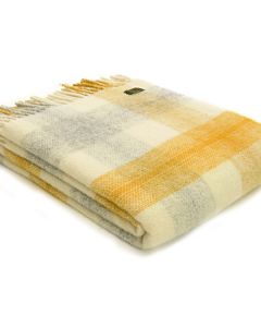 All Wool Meadow Check Throw - Yellow - 150x183cm