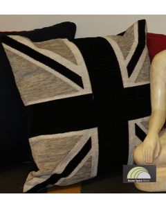 Grey & Black Union Jack Square Cushion Cover - 43cm 