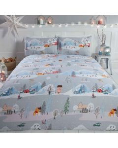 Winter Town Duvet Cover Set - Grey